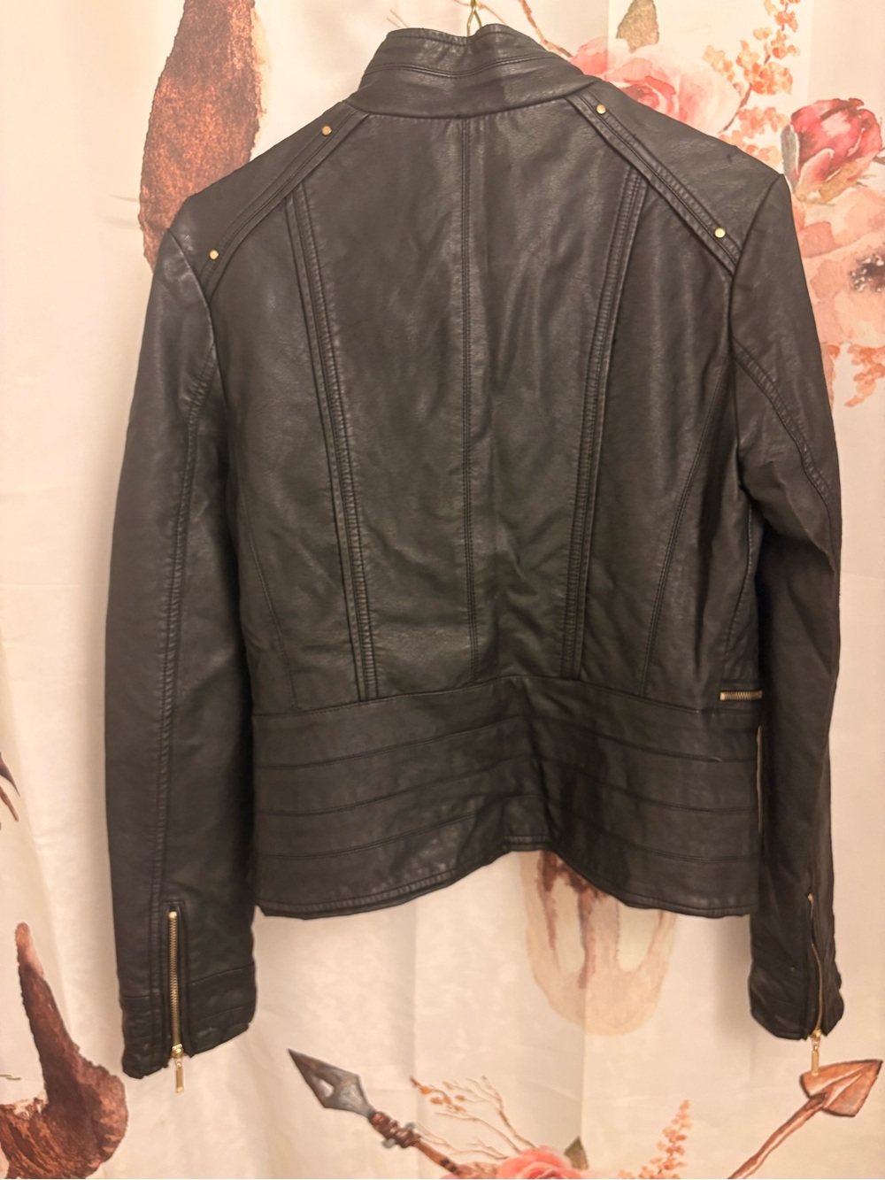 XS Le Chateau Black Faux Leather Zip Moto Jacket - Picture 7 of 8